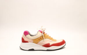 Durea 6267 H beige rood/roze veterschoen